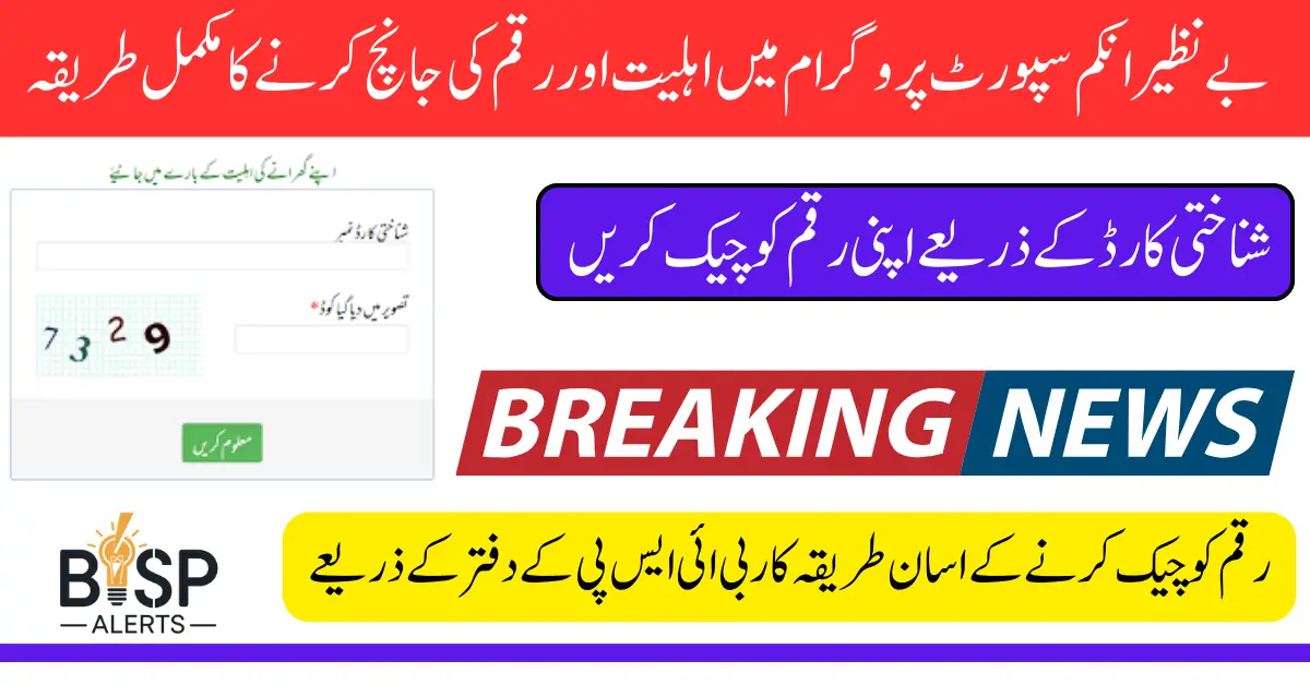 بے نظیر انکم سپورٹ پروگرام میں اہلیت اور رقم کی جانچ کرنے کا مکمل طریقہ